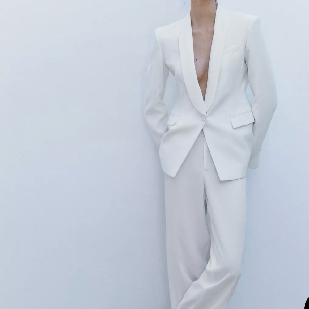 ZARA COLLECTION TUXEDO JACKET Light Gray Size L